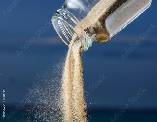 Sand Pouring from Glass Jar