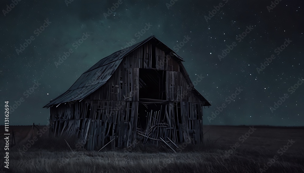 creepy old barn under a starless dark sky creepy old barn under a starless dark sky