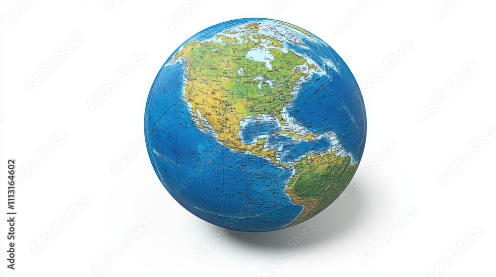 Rotating globe showing north and south america on white background Rotating globe showing north and south america on white background