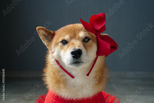 Dog in dress photo