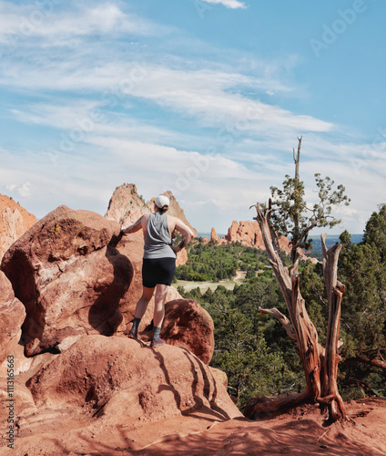 Hiker looking at view photo