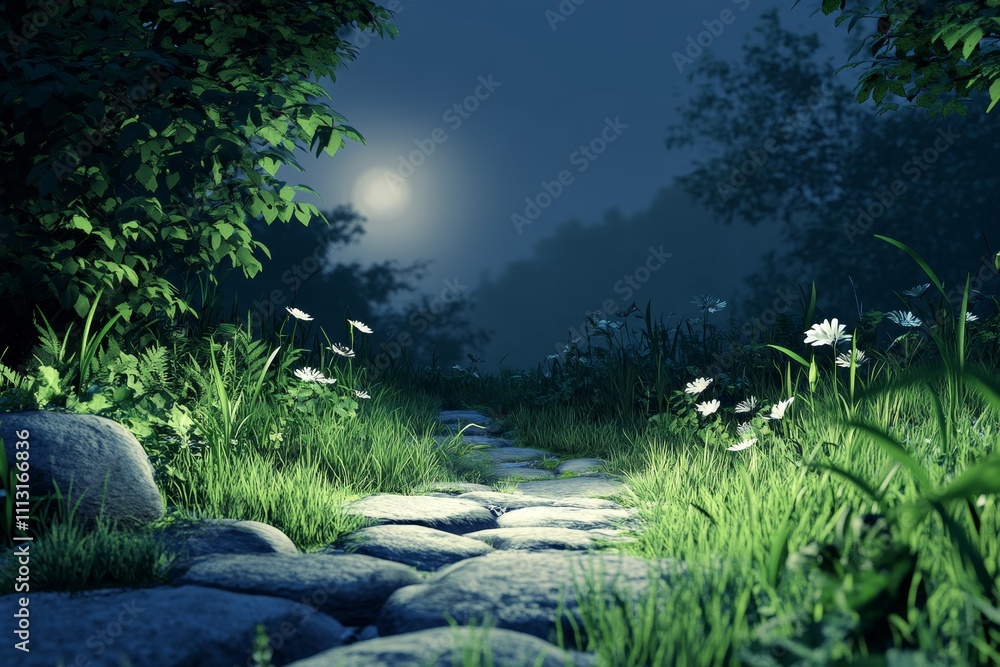 3D realistic render of a modern art film-inspired landscape, combining lush vegetation, diverse plants, and innovative architecture in a harmonious design 3D realistic render of a modern art film-inspired landscape, combining lush vegetation, diverse plants, and innovative architecture in a harmonious design