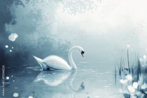 Dreamy and Elegant White Swan Concept photo