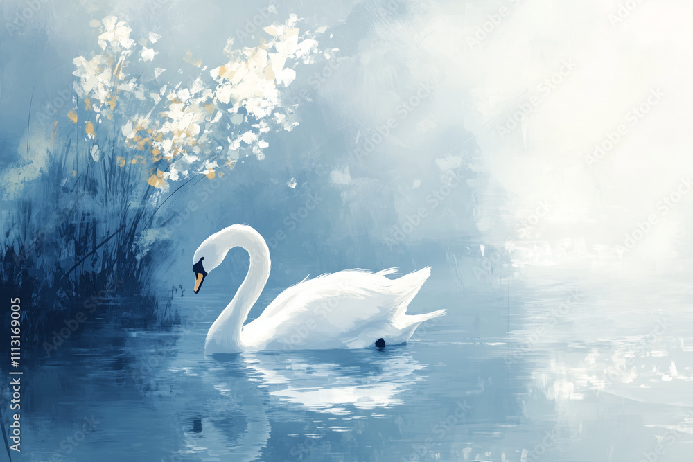 Obraz premium Dreamy and Elegant White Swan Concept