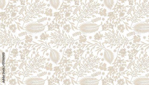 Soft Neutral William Morris Inspired Foliage Design