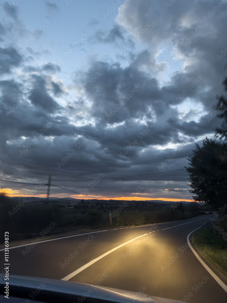 ugc image of night road trip from a car ugc image of night road trip from a car
