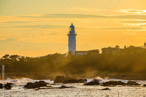 夕方の秋の野島埼灯台　千葉県南房総市　Nojimasaki Lighthouse in autumn in the evening. Chiba Pref, Minamiboso City. photo