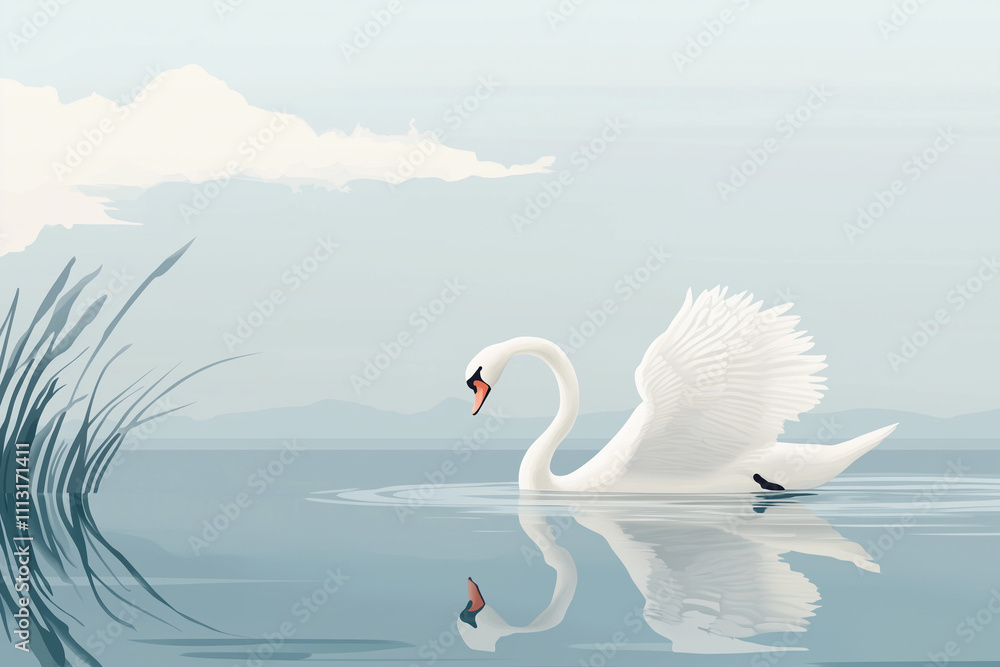Fototapeta premium Dreamy and Elegant White Swan Concept