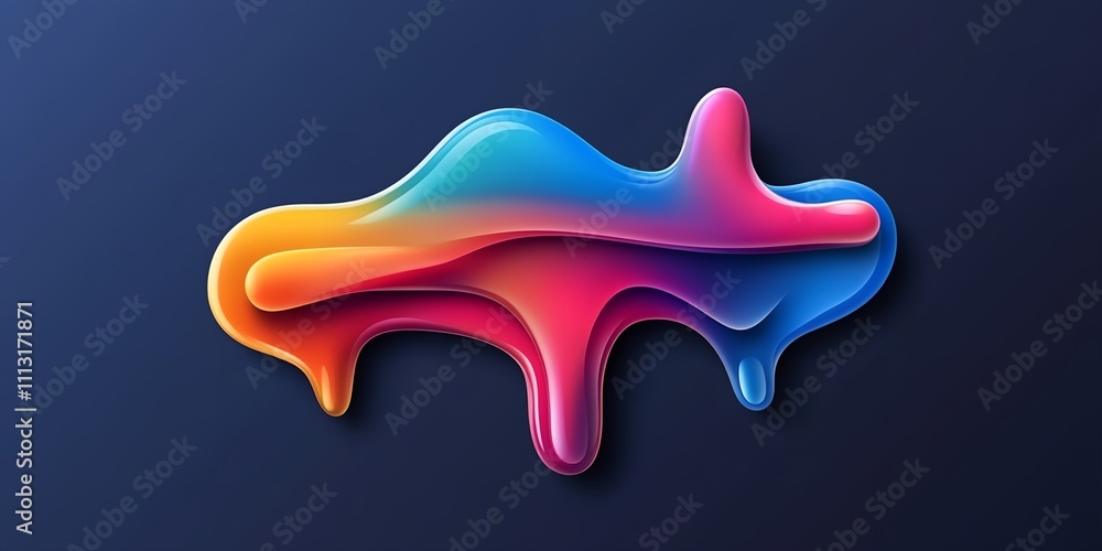 A colorful blob of paint on a blue background. The colors are bright and vibrant, creating a sense of energy and excitement. The blob seems to be moving or dripping. Overall A colorful blob of paint on a blue background. The colors are bright and vibrant, creating a sense of energy and excitement. The blob seems to be moving or dripping. Overall