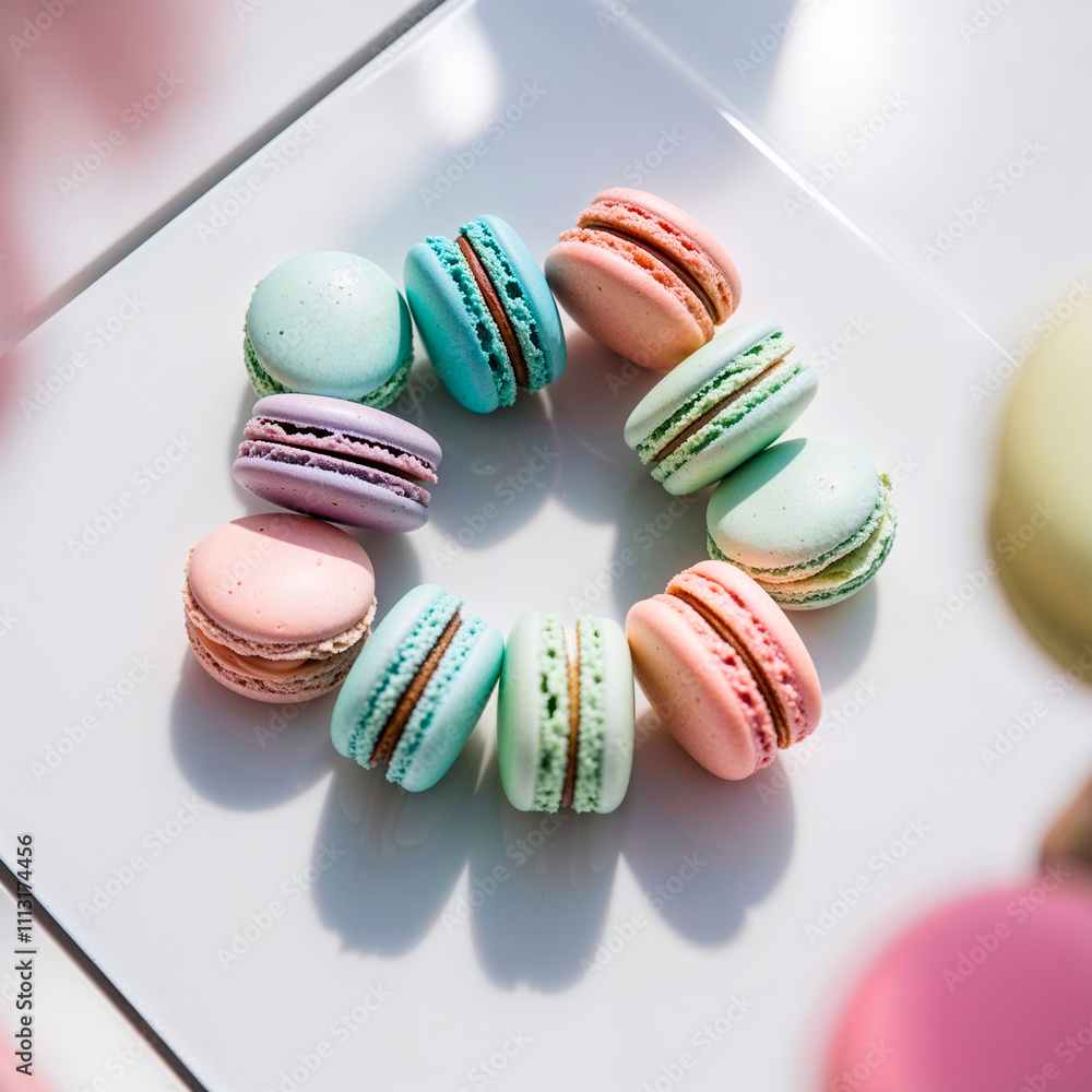 Obraz premium colorful macaroons on a white background