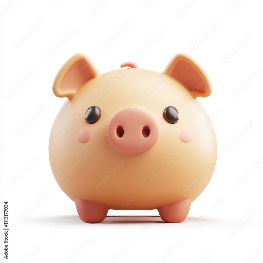 Cute piggy bank icon in 3D render, perfect for savings concepts Cute piggy bank icon in 3D render, perfect for savings concepts