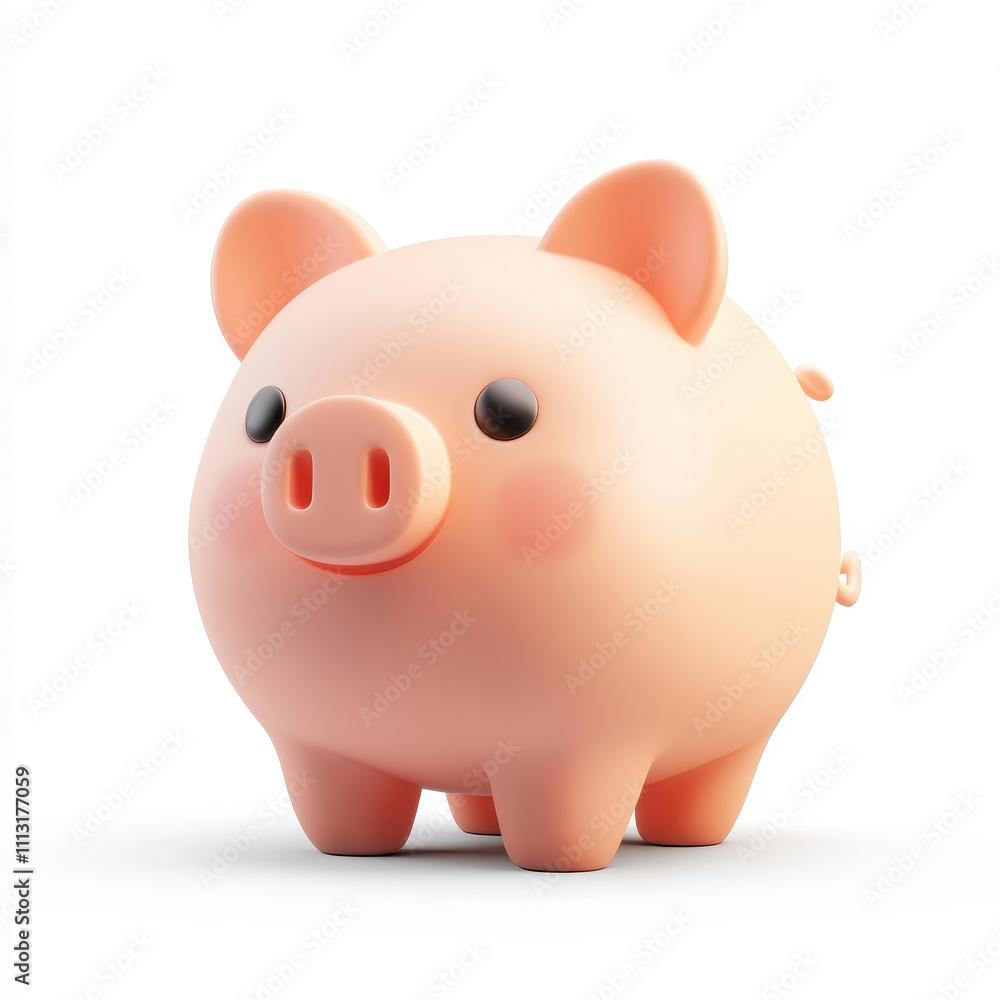 Cute piggy bank icon in 3D render, perfect for savings concepts Cute piggy bank icon in 3D render, perfect for savings concepts