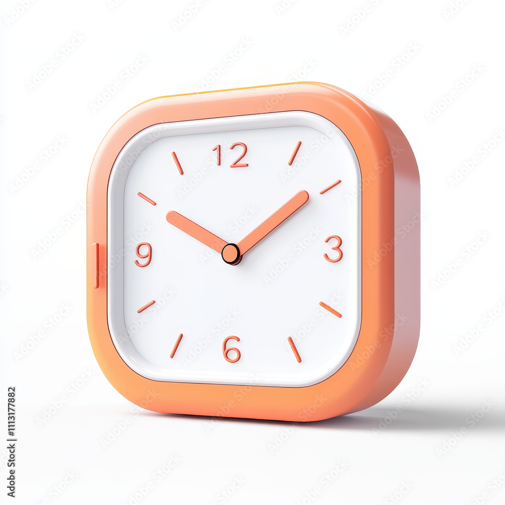 Modern alarm clock with bold lines and vibrant orange color Modern alarm clock with bold lines and vibrant orange color