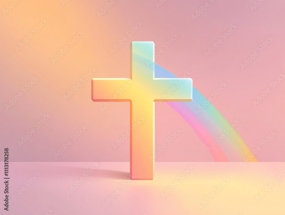 Obraz premium A minimal illustration of a pastel cross with