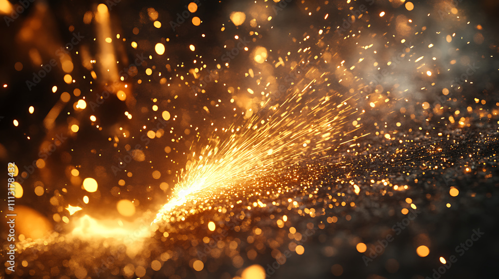 Glowing sparks and embers flying in dark background. Glowing sparks and embers flying in dark background.