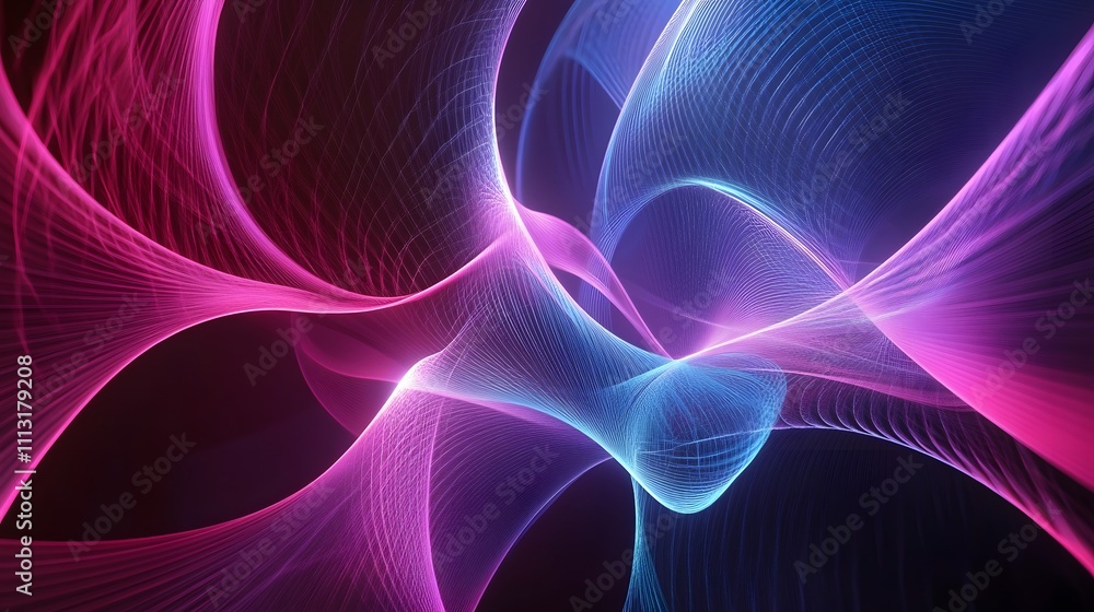 Fototapeta premium Abstract Pink And Blue Light Wave Forms