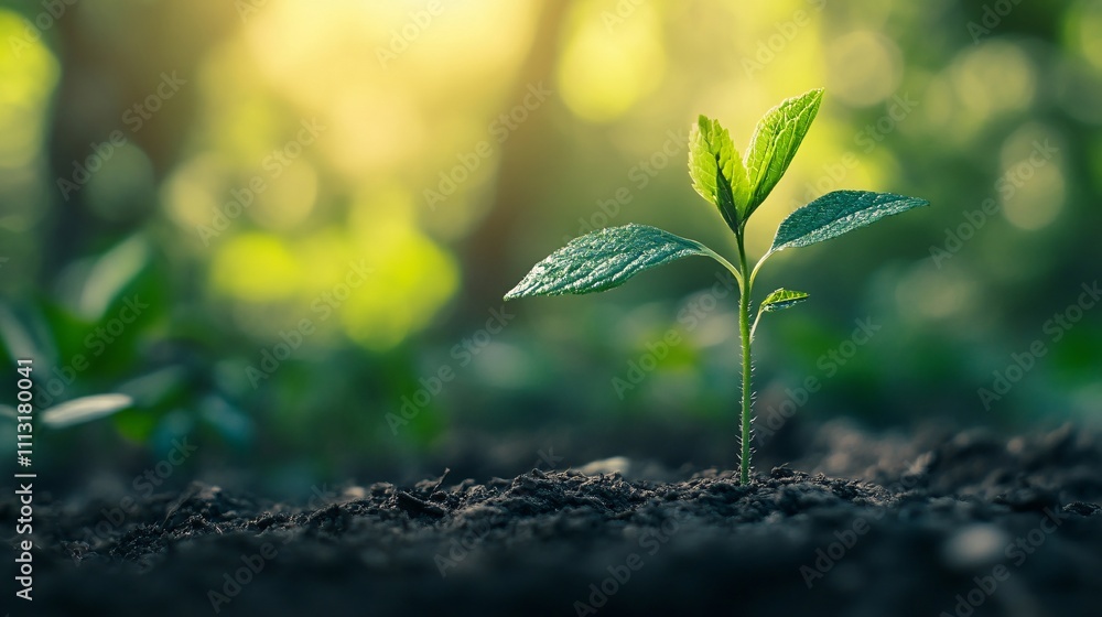 Young plant growing in sunlight, new life and hope concept Young plant growing in sunlight, new life and hope concept