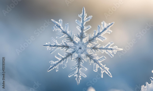 Enchanting winter wonderland with delicate snowflakes and twinkling lights perfect for festive holiday greetings