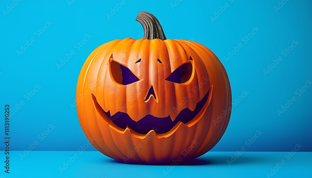 Fototapeta premium halloween pumpkin on a vibrant blue background