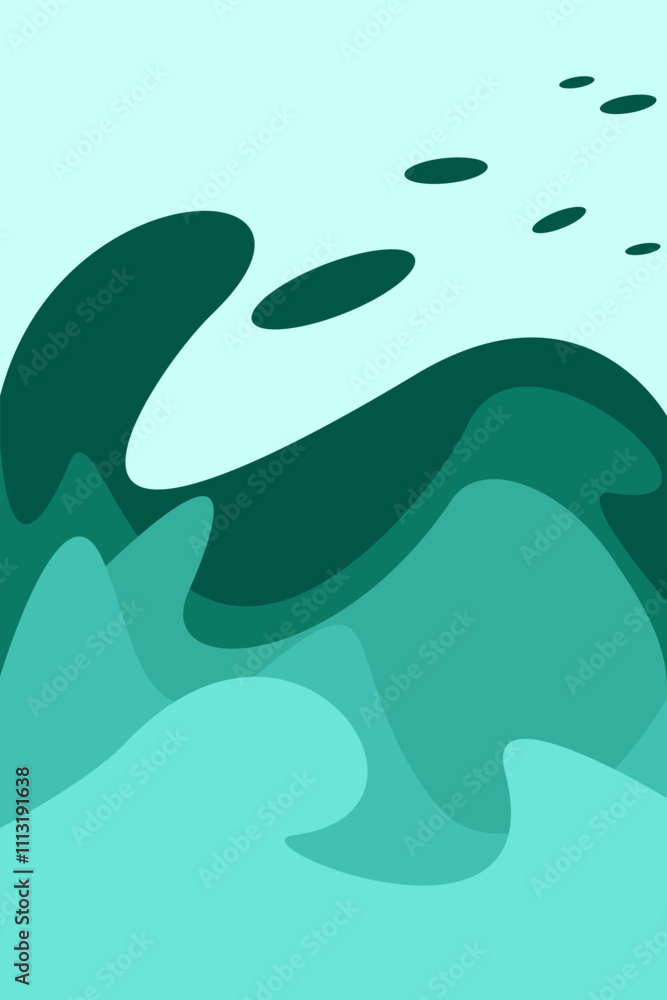 Blue wave vector illustration flat design background poster beach ocean design Blue wave vector illustration flat design background poster beach ocean design