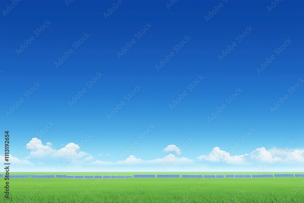 Solar Panels Against Blue Sky and White Clouds Background Solar Panels Against Blue Sky and White Clouds Background
