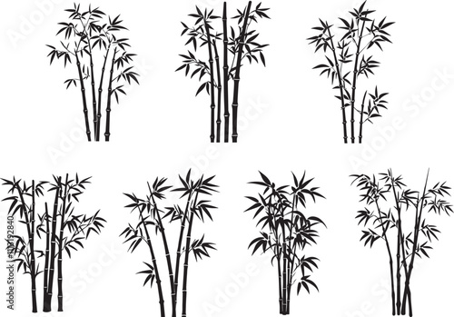 Silhouette of Bamboo plants, vector silhouette