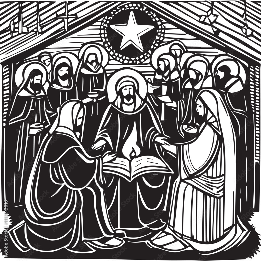 Fototapeta premium lineart xmas