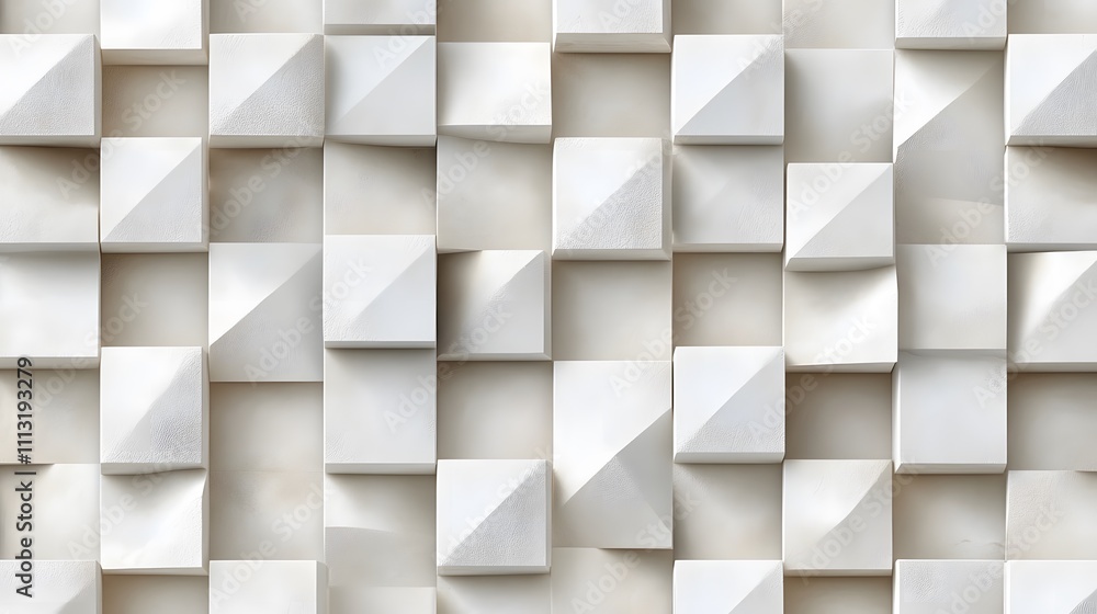 Abstract White Cubes Geometric Wall Design Abstract White Cubes Geometric Wall Design