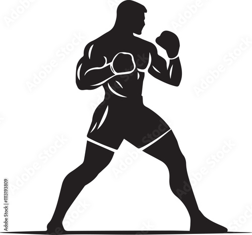 Silhouette of a boxer, A boxer practicing vector silhouette