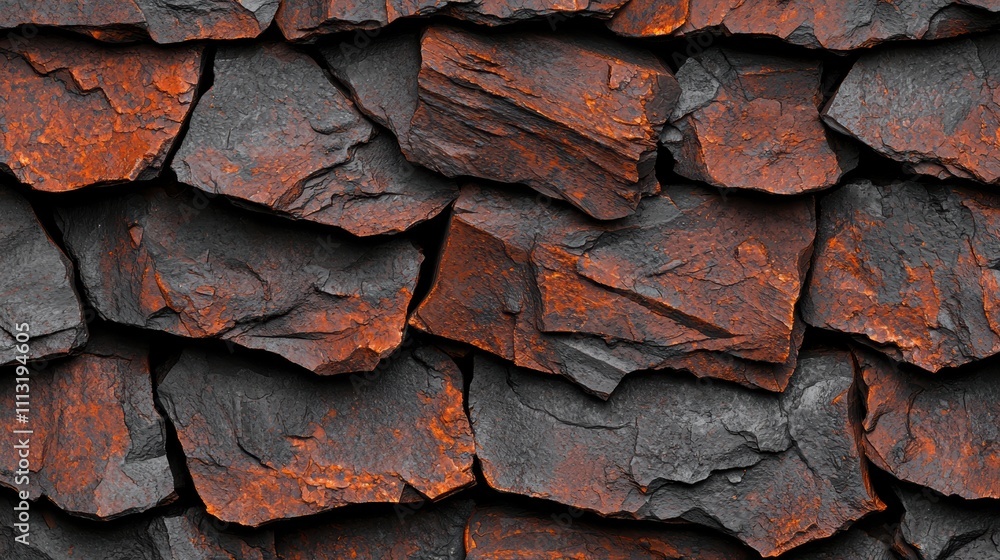 material science alloys. Textured layers of dark and rusty stones create a visually striking surface, emphasizing natural patterns and earthy tones. material science alloys. Textured layers of dark and rusty stones create a visually striking surface, emphasizing natural patterns and earthy tones.