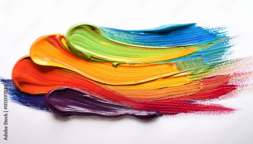 mixed oil paints brush stroke isolated on white background with empty area for writing, text, image, and other activities; selective focus; abstract colorful texture mixed oil paints brush stroke isolated on white background with empty area for writing, text, image, and other activities; selective focus; abstract colorful texture