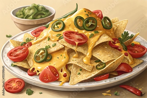 Nachos: Crispy Chips with Melted Cheese and Toppings photo