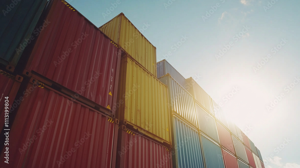 Fototapeta premium Cargo Ship Carrying Containers Sailing in the Ocean