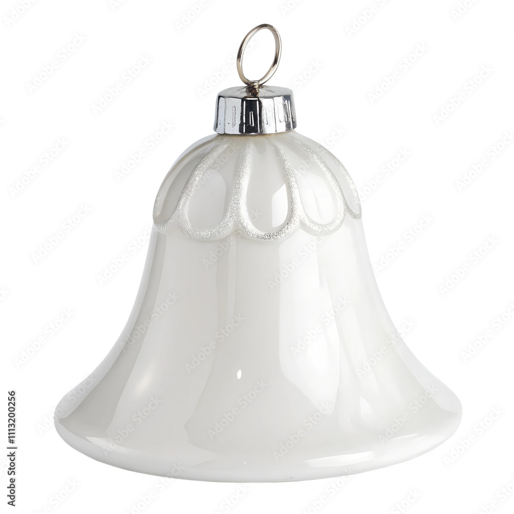 White bell-shaped Christmas ornament for mockups, isolated on transparent background White bell-shaped Christmas ornament for mockups, isolated on transparent background