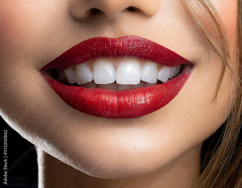 Fototapeta premium Cropped image of female face, chin, lips and nose.