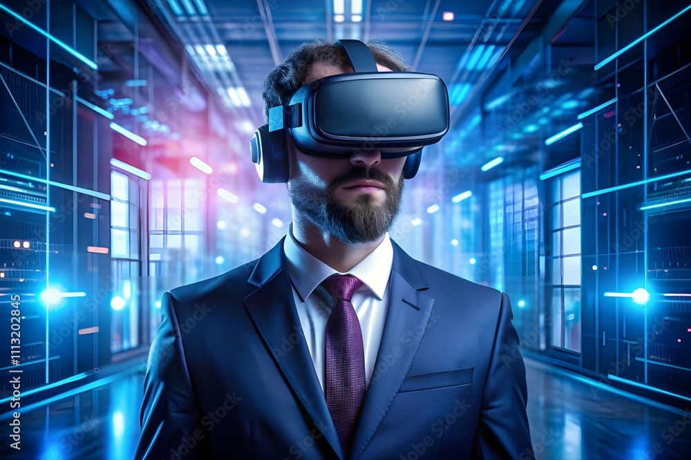Fototapeta premium man wearing VR futuristic