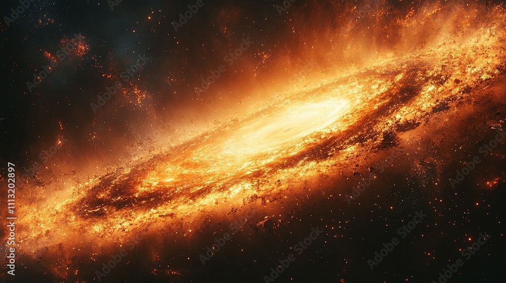 Fiery Spiral Galaxy Cosmic Dust and Stars Fiery Spiral Galaxy Cosmic Dust and Stars