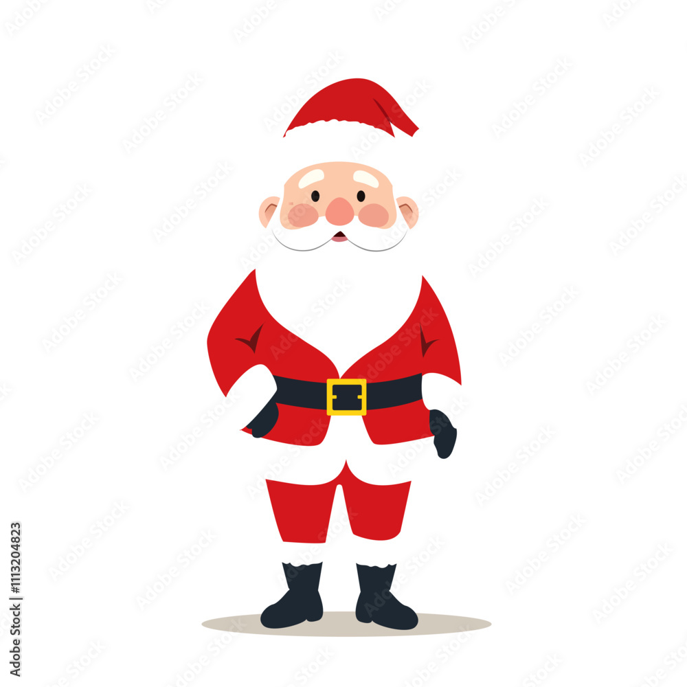 Jolly Cartoon Santa Claus with Red Hat and White Beard Illustration Jolly Cartoon Santa Claus with Red Hat and White Beard Illustration
