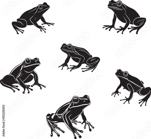Silhouette set of frog vector silhouette