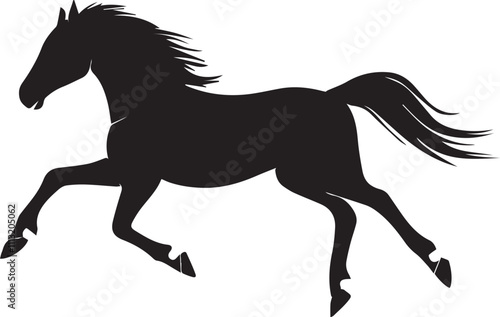 Silhouette of a horse in running action, vector silhouette photo