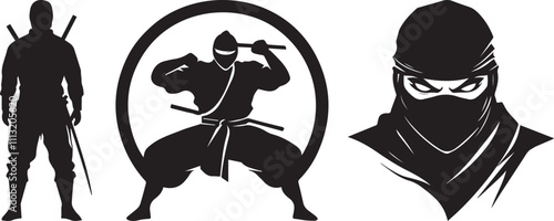 Silhouette of a Ninja warrior, vector silhouette