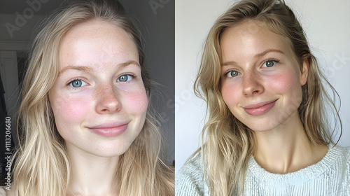 Before & After Young Woman's Skincare Transformation