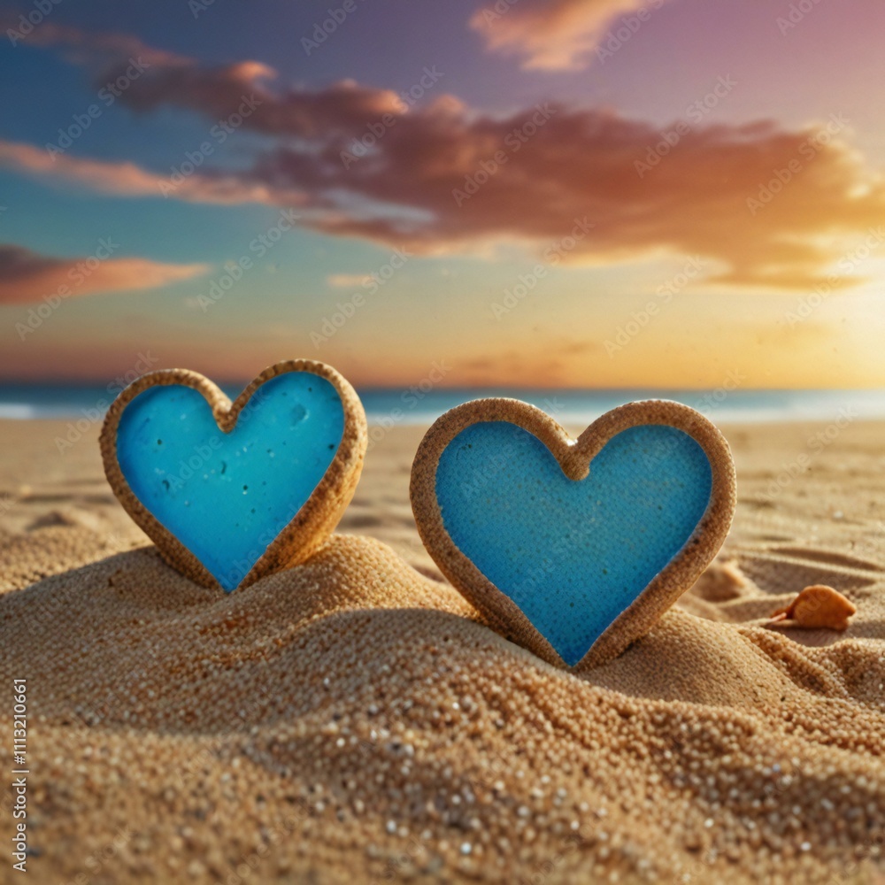 Fototapeta premium heart on the sand