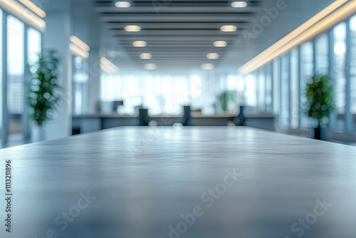 Wallpaper Mural empty white wooden table with blurred business office behind backgroud. Torontodigital.ca