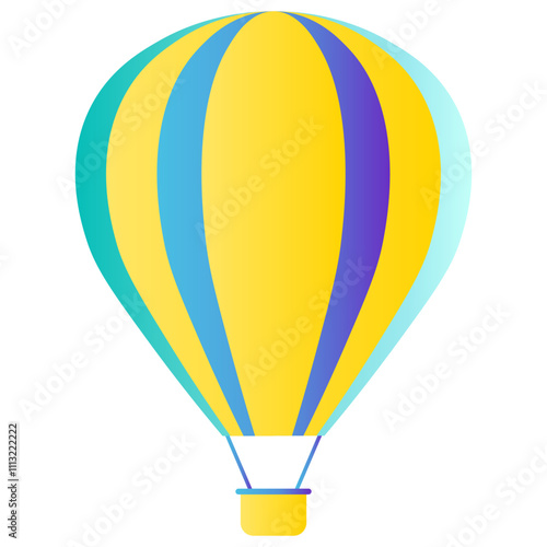 Hot Air Balloon Icon. Air Transportation for Travel. Vector Illustration in Colorful Design.