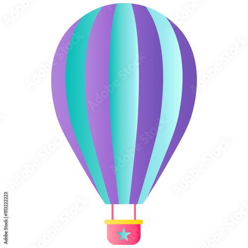 Hot Air Balloon Icon. Air Transportation for Travel. Vector Illustration in Colorful Design.