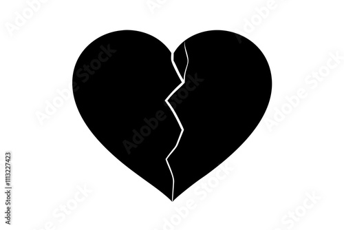 Broken heart or whole heart | isolated vector silhouette illustration on white background