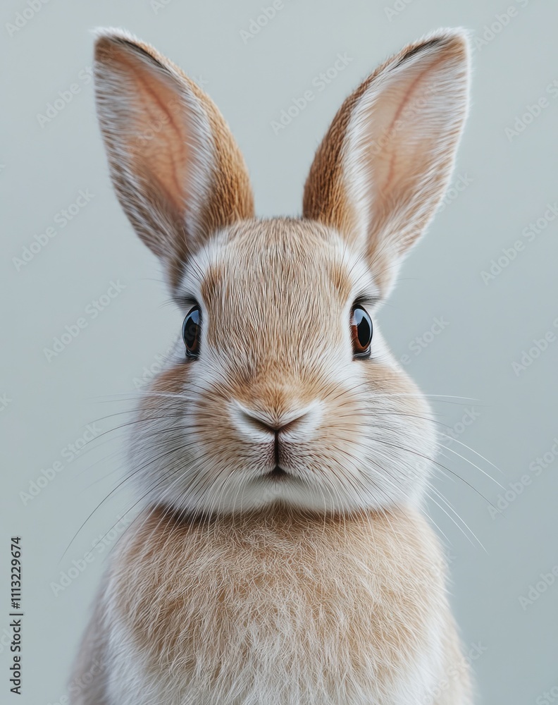 Obraz premium Adorable Baby Rabbit Standing Upright with Soft Fur and Natural Light