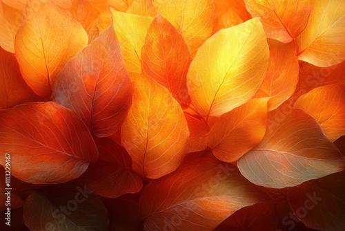 Wallpaper Mural Vibrant Autumn Leaves Texture in Detail with Orange and Yellow Hues Backlit by Dramatic Lighting Torontodigital.ca
