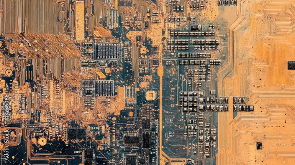 Fototapeta premium Abstract Close-Up Image of Circuit Board with Electric Components